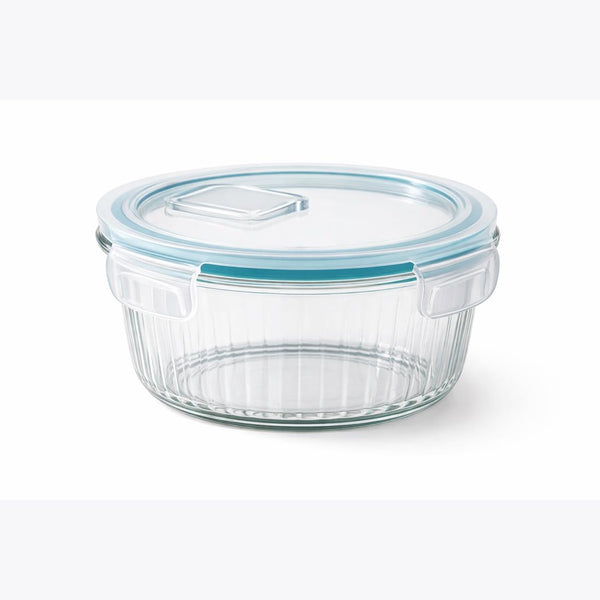 Fresh Lock Borosilicate Glass Pro Round Food Storage Container with Airtight Clip Lock Lid