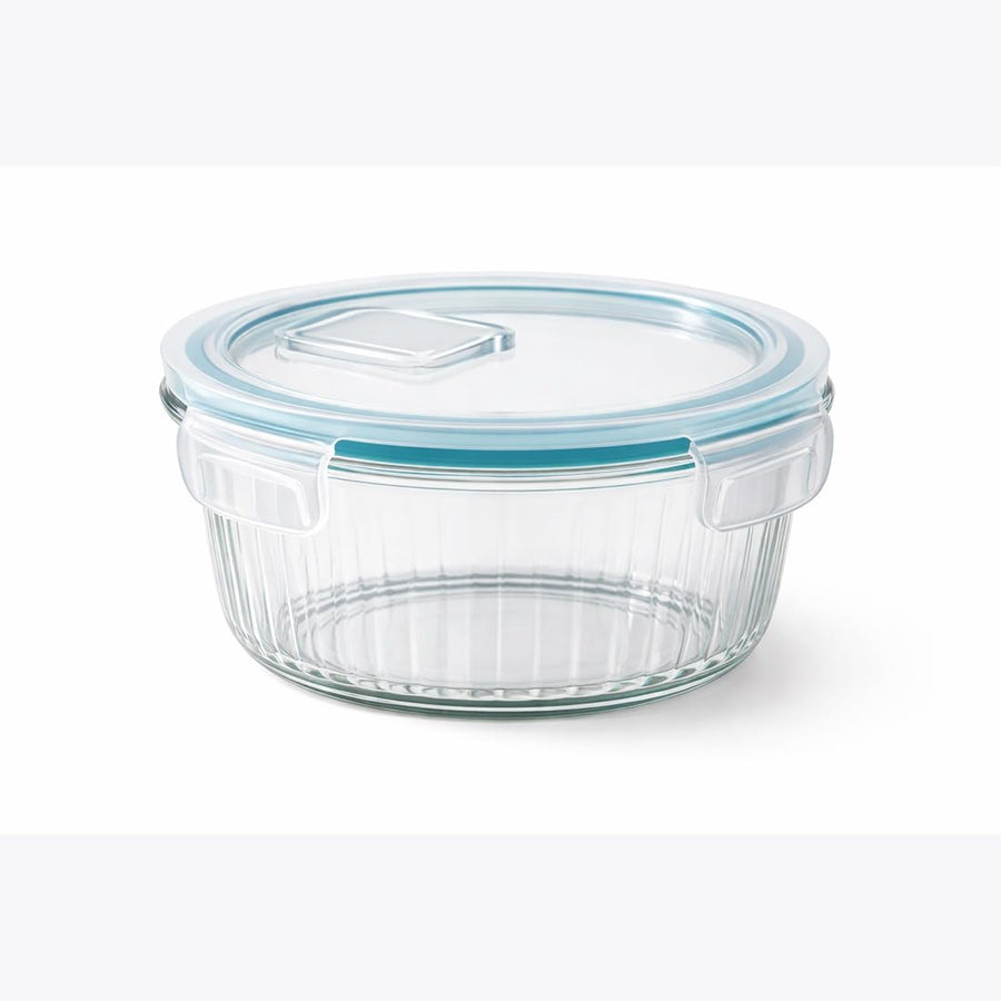 Fresh Lock Borosilicate Glass Pro Round Food Storage Container with Airtight Clip Lock Lid