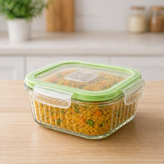 Premium Square Glass Food Storage Container Set with Airtight Lid