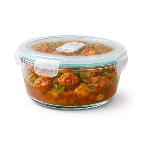 Fresh Lock Borosilicate Glass Round Container