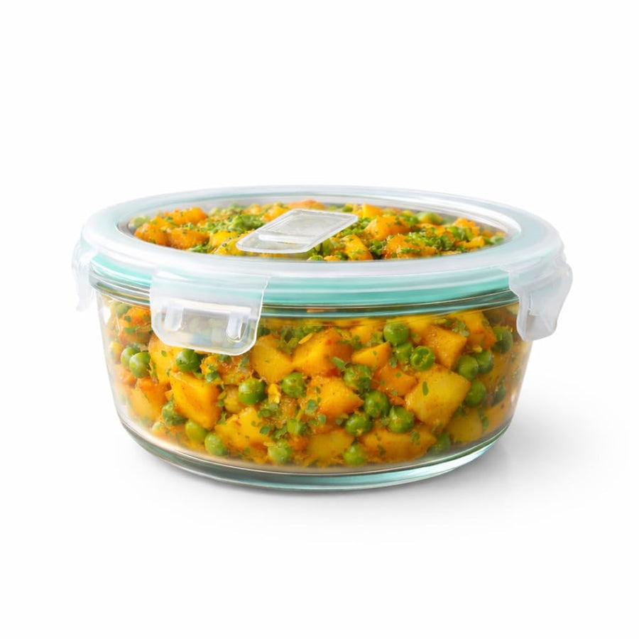 Fresh Lock Borosilicate Glass Round Container