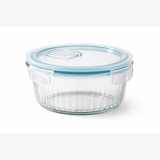 Fresh Lock Borosilicate Glass Pro Round Food Storage Container with Airtight Clip Lock Lid