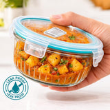 Fresh Lock Borosilicate Glass Pro Round Food Storage Container with Airtight Clip Lock Lid