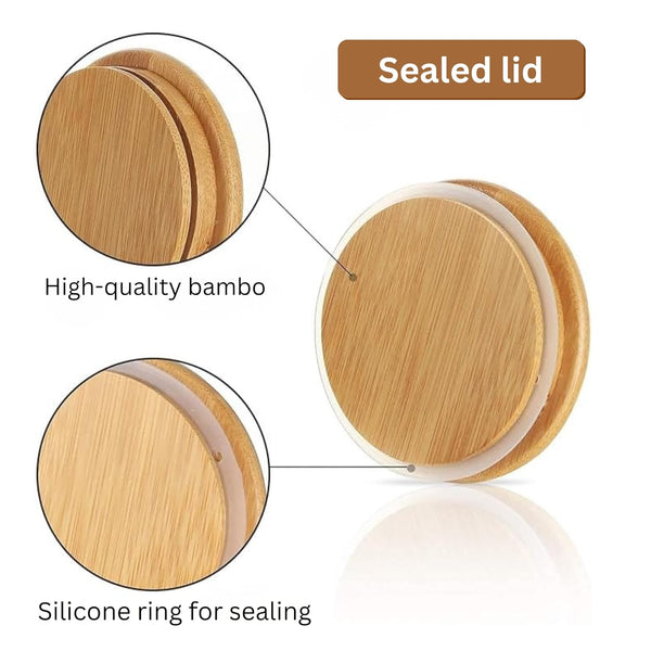 Elora Borosilicate Glass Storage Jar 1pc & 1250ml with Bamboo Lid