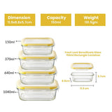 Rectangle Food Storage Container with Airtight Glass Lid