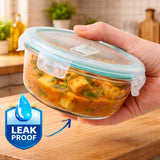 Glass Tiffin with Bag | 400 x 3 Round Container Lunchbox