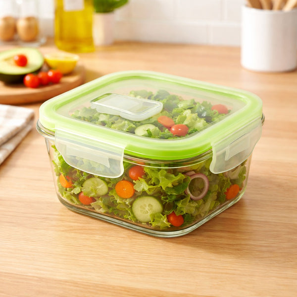 Fresh Lock Borosilicate Glass Square Container