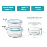 Fresh Lock Borosilicate Glass Pro Round Food Storage Container with Airtight Clip Lock Lid