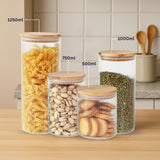 Elora Borosilicate Glass Storage Jar 1pc & 1000ml with Bamboo Lid