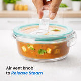 Glass Tiffin with Bag | 400 x 3 Round Container Lunchbox