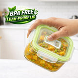 Glass Tiffin with Bag | 320 x 3 Square Container Lunchbox