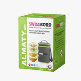 Premium Glass Tiffin with Bag | 320 x 3 Square Container Lunchbox
