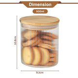 Elora Bamboo Lid Borosilicate Glass Round Jar 1 pc- 500ml