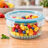 Fresh Lock Borosilicate Glass Pro Round Food Storage Container with Airtight Clip Lock Lid