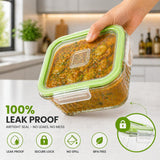 Premium Square Glass Food Storage Container Set with Airtight Lid
