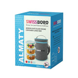Glass Tiffin with Bag | 400 x 3 Round Container Lunchbox
