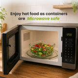 Premium Square Glass Food Storage Container Set with Airtight Lid