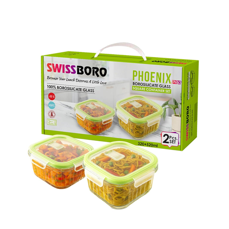 Phoenix Pro Square Container 320 ML + 520  ML - SET OF 2 PC