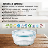 Premium Glass Tiffin with Bag | 400 x 3 Round Container Lunchbox