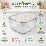 Premium Square Glass Food Storage Container Set with Airtight Lid